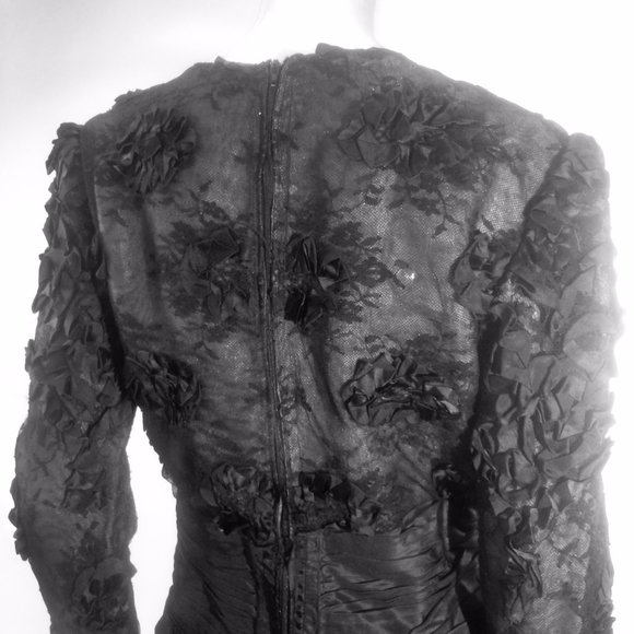 Ruben Panis Vtg Lace Evening Cocktail Midi Dress - Picture 3 of 16